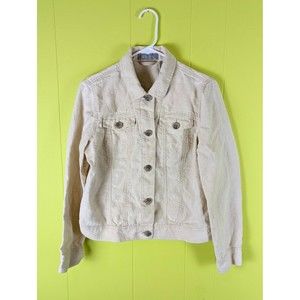 Liz Claiborne Women's M 100% Linen Jacket Button Down Long Sleeve Beige EUC